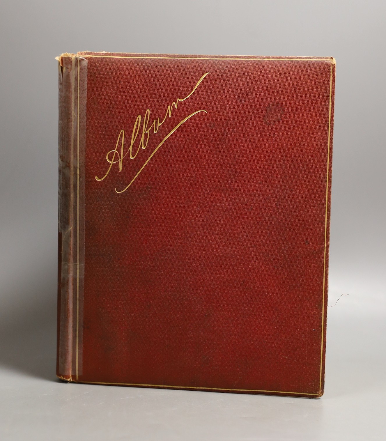 A 1920-1940s autograph album including a Bruce Bairnsfather signed Old Bill sketch, signatures of General Omar N. Bradley and some of his staff officers from the US army, mounted Adolf Hitler and Hermann Göring letters w